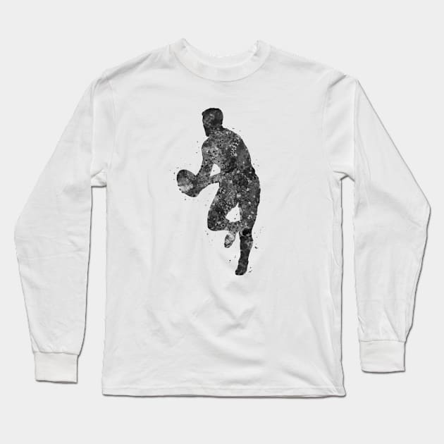 Rugby player black and white Long Sleeve T-Shirt by Yahya Art